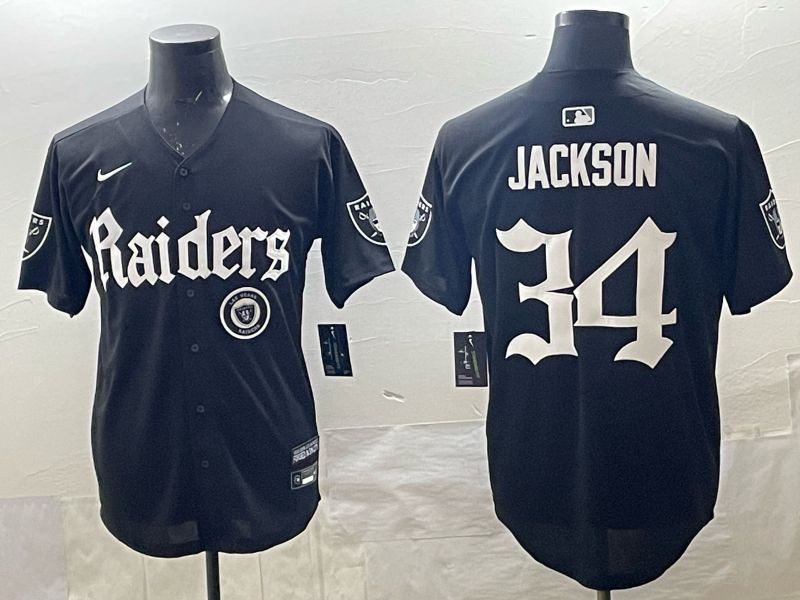 Men 2025 Oakland Raiders #34 Jackson black 6th generation Joint Name Nike Limited NFL Jersey style 012->oakland raiders->NFL Jersey